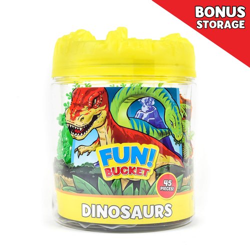 Prehistoric Dinosaur Playset – 45 Assorted Plastic Animal Figures Pieces Toy Play Set for Kids, Boys and Girls with Storage Container