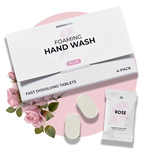 MAISONOVO 4 Pack Rose Scent Foaming Hand Soap Tablets