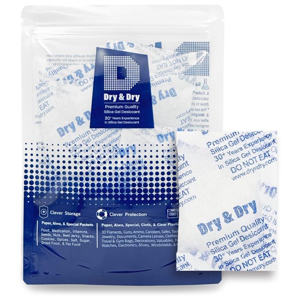 Dry & Dry 20 Gram [20 Packets] Silica Gel Packets Desiccants, Silica Packets - Rechargeable Silica Gel Packs, Moisture Absorbers, Desiccants Packets, Silica Gel