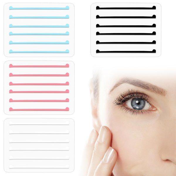 24Pcs Lash Lift Rods Ribbon Kit, Silicone Lash Lift Pads Cover Strip Lash Rods for Lash Lift, Reusable Lash Lift Shields, Eyelash Lift Pads Lash Lift Tool, Lash Lifting Kit for Eyelash Lift (4 Colors)