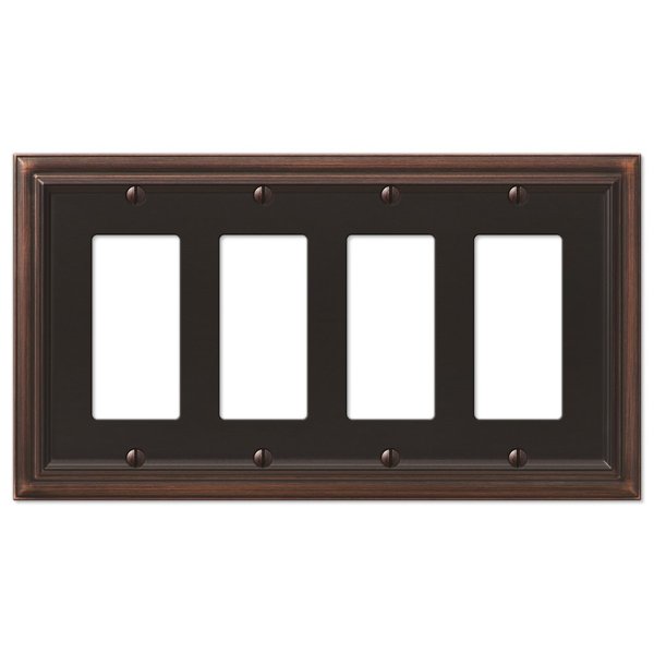 AMERELLE 94R4VB Continental Quadruple Rocker Cast Metal Wallplate in Aged Bronze