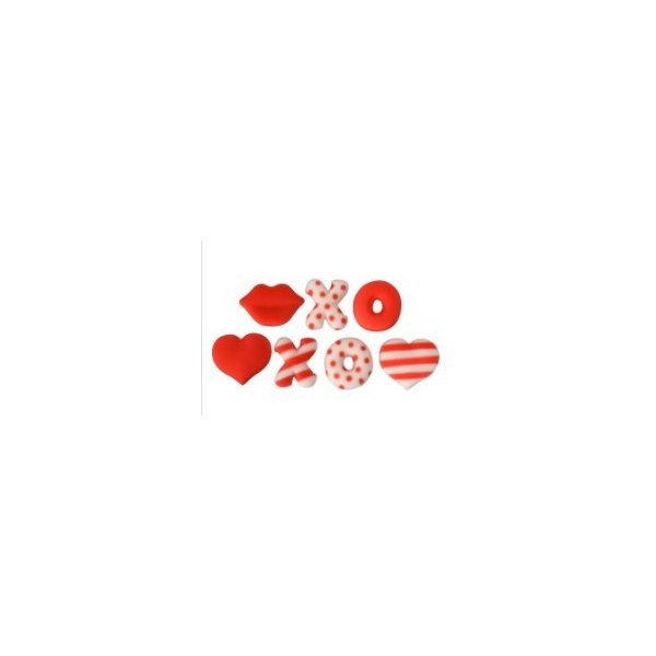 24pk Love Letters Cupcake Dessert Sugar Decoration Toppers with Sparkle Flakes & Decorating Stickers
