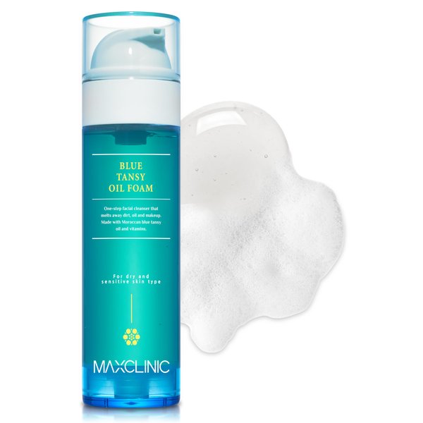MAXCLINIC [K-Beauty] Blue Tansy Cleansing Oil to Foam | Daily Face Wash Oil Based Cleanser to Foam | Korean Oil Foaming Face Cleanser | Hydrating Facial Cleanser for Dry Sensitive Skin (3.72 fl oz)