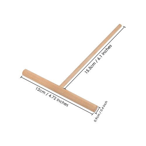 DS. DISTINCTIVE STYLE Crepe Spreader 2 Pieces 6.1 Inches x 4.7 Inches Natural Wooden T-Shaped Tool for Crepes Wooden Crepe Maker Pancake Maker Tool