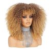 DZfirst Curly Wig With Bangs for Black Women 16 Inch Afro Bomb Curly Wigs for Black Women Premium Synthetic Fiber Glueless Long Kinky Curly Wig (Ombre Blonde)