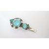 Generic Small turquoise blue stone and crystal metal alligator hair clip fine thin hair