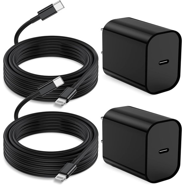 Hccob iPhone 14 13 12 Charger Fast Charging, [MFi Certified] Long USB C to Lightning Cable, 20W USB C Fast Charger Block for iPhone14 Pro Max/13/12Pro Max/11/11Pro Max/XS/XR/X/8Plus,iPad(Black-6FT)