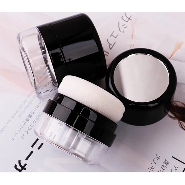 MUAECH Empty Bottle for Dry Shampoo Powder for Women, Reusable, Travel Size with Powder Sponge Applicator for Easy Apply, Refillable Loose Powder Box with Mirror