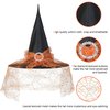 Edoneery Halloween Witch Hat for Women, Mesh Lace Fancy Dress Wizard Costume Accessory for Cosplay Parties(Orange)