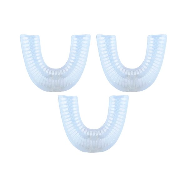 AutoBrush Silicone U Shaped Brush Head Replacement, Brush Head Refills, 360 Degree Oral Teeth Cleaning, Automatic Toothbrush Head Accessories, Adult and Kid Sizes (Ages 5-7, 3-Pack, Kids)
