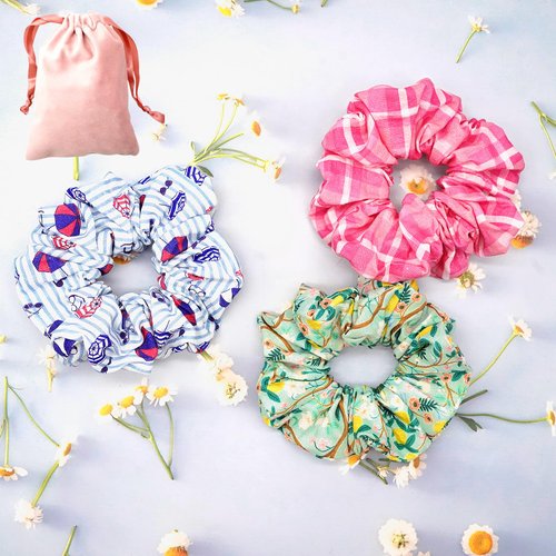 Lionheart glory Hair Scrunchie 3PCS Floral Cute Hair Scrunchies for Pet Owner Mom Durable Elastic Hair Bands Fashion Colorful Hair Scrunchy for Birthday Party Gift