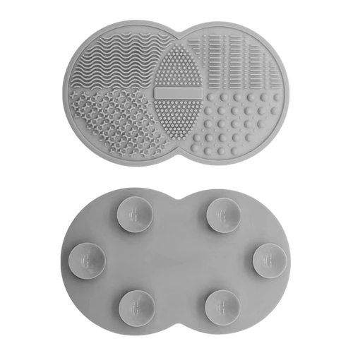 Makeup Brush Cleaning Mat, Silicone Makeup Brush Scrubber, Makeup Brush Cleaner Pad, Cosmetic Brush Cleaner, Brush Cleaning Pad, Suitable for Makeup Brush, Makeup Sponge, Powder Puff (Gray)