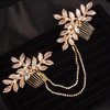 Teyglen Dainty Bridal Gold Leaf Hair Comb Headband Handmade Crystals Pearl Hair Pieces for Bride Rhinestone Headpieces Hair Accessories Pearl Side Hair Combs for Women Girls