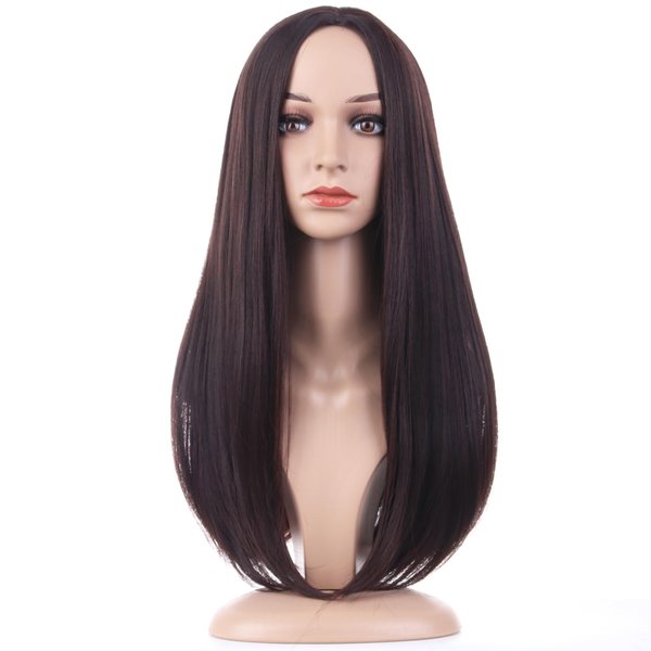 BERON Dark Brown Wigs Straight Long Wig Middle Part Women's Hair Wigs for Cosplay Halloween Party or Daily Use Wig Cap Included