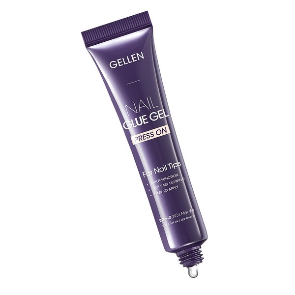 Gellen Gel X Nail Glue, U V Nail Glue Gel for Nail Tips, Semi Solid Nail Glue 4 in 1 Super Sticking Gel X Nail Glue for Press on Nail, Multifunctional Rhinestone Glue for Nails