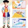 Tacobear Kids Artist Costume with Overalls Beret Beard Bow Tie Paint Bucket Brush, Halloween Career Day Outfit for Boys Girls