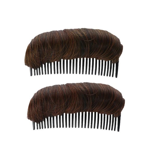 2PCS Hair Bun - Invisible False Hair Clip, Hair Base Bump Styling Insert Tool Volume Fluffy Princess Styling Increased Hair Pad for Women Girls (Light Brown, Dark Brown)