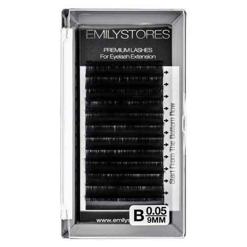EMILYSTORES Lash Extensions 0.05mm Thickness B Curl 9mm Length Natural Looking Volume Eyelashes For Eyelash Extensions(0.05,B,9mm)