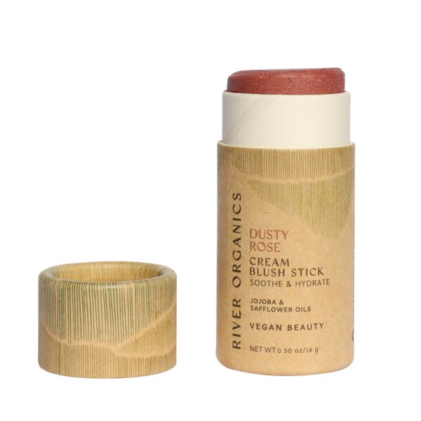 Blush Stick – Blendable, Multi-Stick for Cheeks, Lips & Eyes | Vegan & Cruelty-Free, Hydrating, Natural Ingredients | Zero-Waste, Plastic-Free Packaging | River Organics (Dusty Rose) 0.50 oz