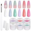 RARJSM 6Pcs Ombre Gel Polish Set with 2Pcs Sponges and 1Pcs Nail Brush Soak Off UV Pastel Gel Nail Polish Colors Sponging Gel Gradient Painting Gel for DIY French Manicure Nail Art Salon at Home