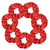 7 Pcs Shiny Metallic Cheer Dance Hair Scrunchies For Thick Hair School Performance/Sports/Practice/Party/Gymnastics Scrunchie Ponytail Holder Wrist for Girls Cosplay Show (Red)