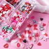 Heart Nail Art Slices, 3D Valentine's Day Nail Art Flakes Decorations Love Heart Lips Letter Nail Acrylic Supplies for Women Manicure Art DIY Polymer Clay Accessories Resin Heart Nail Art Tips