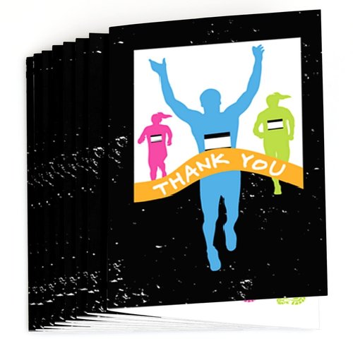 Big Dot of Happiness Set the Pace - Running - Track, Cross Country or Marathon Party Thank You Cards (8 Count)