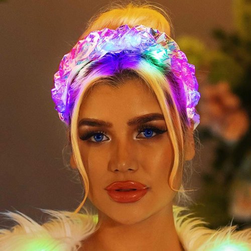 BARTOSI Light Up Headbands LED Glowing Headband Flash Hair Band Laser Hair Hoop for Nightclub Party Festival Costume Headwear Rave Hair Accessories for Women and Girls