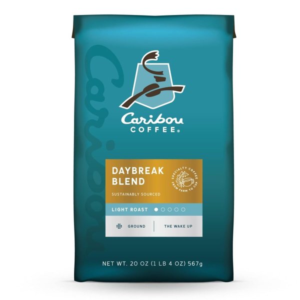 Caribou Coffee, Light Roast Ground Coffee - Daybreak Morning Blend 20 Ounce Bag - Packaging May Vary