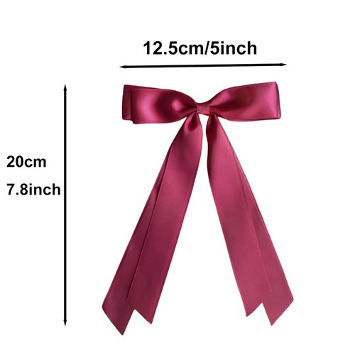 Silky Satin Ribbon Bow Hair Clips for Women Bowknot Hair Ponytail Holder Accessories for Women Girls Toddlers Teens Kids Party Wedding Prom Daily Outfits (Wine Red*2)