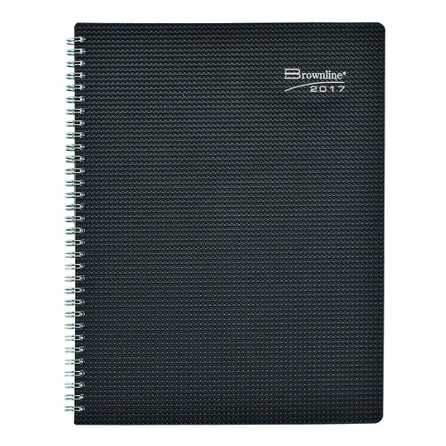 Brownline DuraFlex 2017 Weekly Planner, Twin-Wire, Black, 11 x 8.5 inches (CB950V.BLK-17)