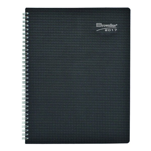 Brownline DuraFlex 2017 Weekly Planner, Twin-Wire, Black, 11 x 8.5 inches (CB950V.BLK-17)
