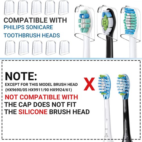 20 Pcs Reusable Toothbrush Covers Compatible with Philips Sonicare Electric Toothbrush Heads for Healthy Brushing and Storage in Home and Travel,Toothbrush Caps for Rectangular Toothbrush Heads