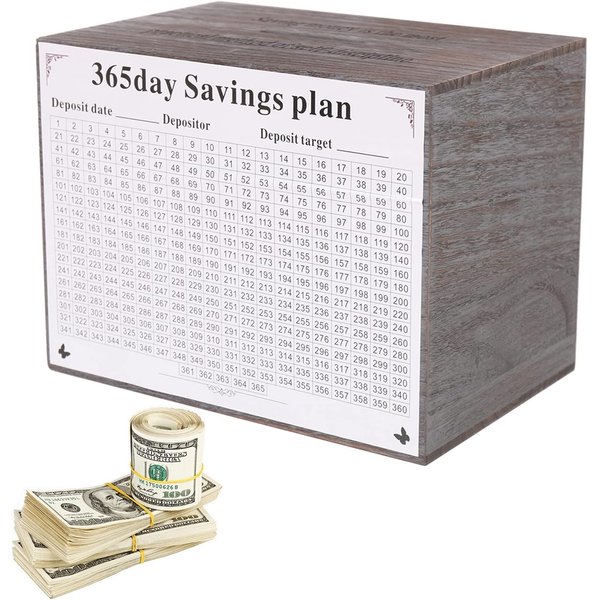 Piggy Bank for Adults Bigger Safe Box Money Savings Bank for Kids Wooden Savings jar Piggy Bank for Adults Must Break to Open(Gray)
