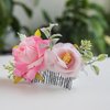Fangsen Wedding Boho White Sequin Rose Flower Hair Clips Floral Hair Accessories for Brides and Bridesmaids Black (Pink)