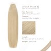 LacerHair New Hair Extensions Human Hair Tape in Skin Weft Seamless Extensions 60A Ash Platinum Blonde 100% Real Remi Remy Human Hair Silky Straight 20 Pcs/Pack 18 Inch