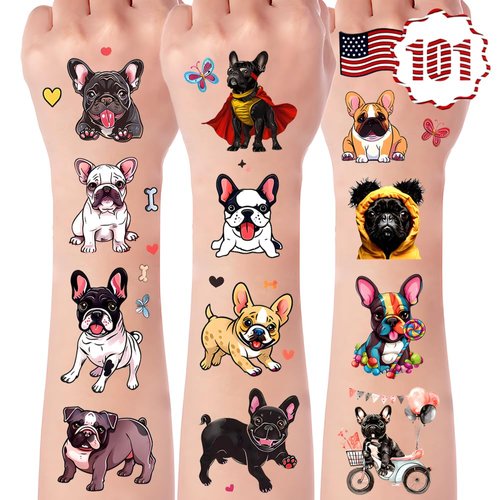 101+ Bulldog Dog Temporary Tattoos – Waterproof Fake Tattoos for Kids, Girls, Boys, Teens & Adults – Ideal for Birthday Parties & Decorations