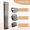 3 Pieces Pintail Comb Rat Tail Comb Carbon Fiber Cutting Comb Set Stainless Steel Pintail Comb Teasing Comb Parting Comb, Wide and Fine Teeth Comb for Braids Hair Salon Home Supplies, Black