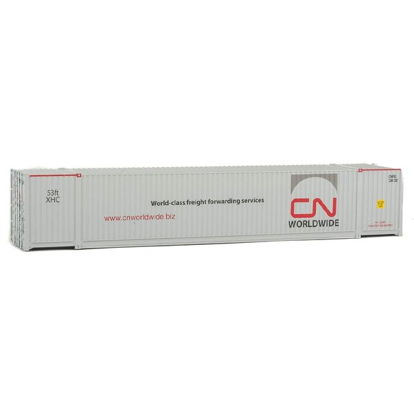 Walthers SceneMaster HO Scale Model of Canadian National (White, Gray, red; Worldwide Logo) 53' Singamas Corrugated Side Container,949-8518