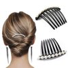 2 Pcs Pearl Hair Comb Black Hair Side Combs Clip Twist Comb Rhinestone Decorative Hair Combs for Women Accessories