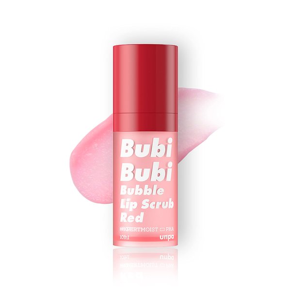 UNPA Bubi Bubi Bubble Lip Scrub Red 0.33 Fl Oz| Lip Bubble Moisturizer & Lip Scrubber | Lip Care Products for Lip Repair & Lip Lightening | Lip Scrubs Exfoliator & Moisturizer | Korean Lip Moisturizer