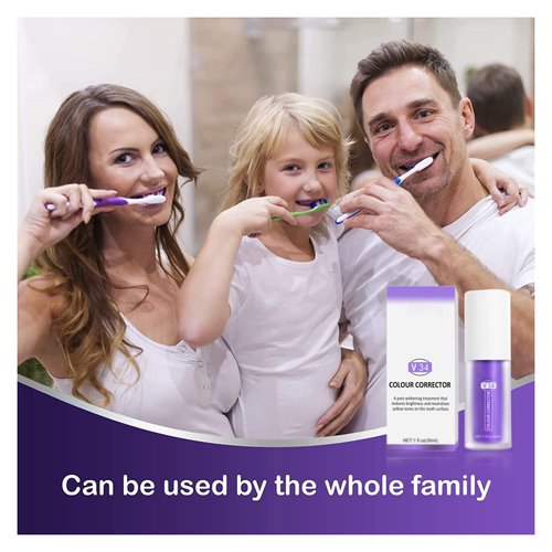Purple Toothpaste for Teeth Whitening 2pcs Teeth Refresher Purple Color Corrector Booster Toothpaste 3D Teeth Whitening Kit for Tooth Stain Removal Enhances Tooth Brightness