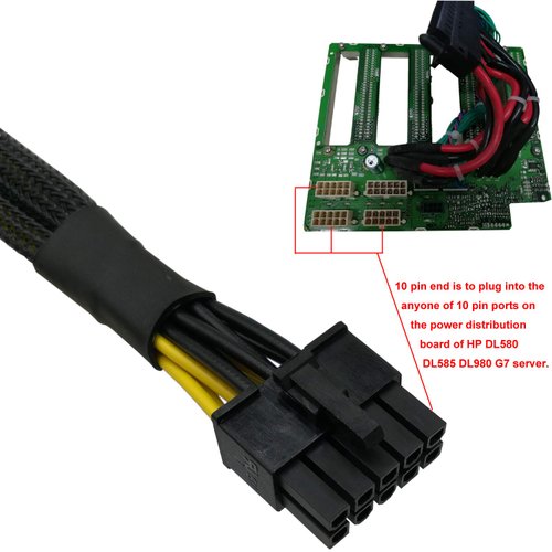 COMeap 10 Pin to Dual PCI-E 8 Pin(6+2) Power Supply Adapter Cable for HP DL580 DL585 DL980 G7 Server 25-in(63.5cm)
