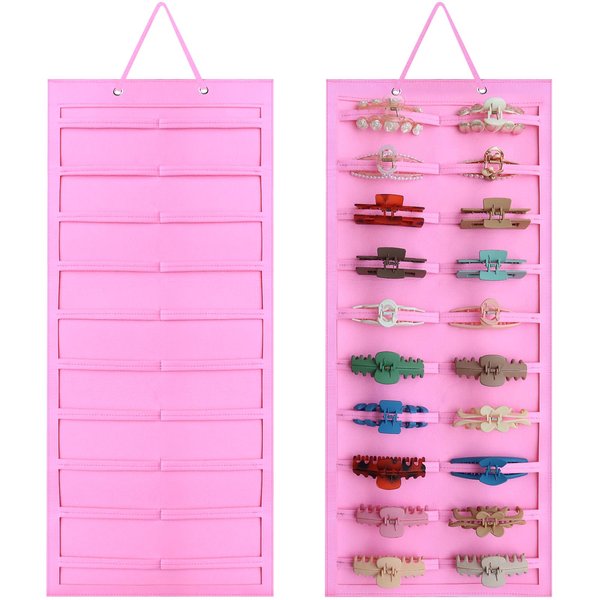 SMUK Hair Clip Organizer for Women, Girls Hanging Mount Hair Claw Clip Holder Organizer, Hair Bow Claw Clip Stand Storage for Wall, Door, Closet