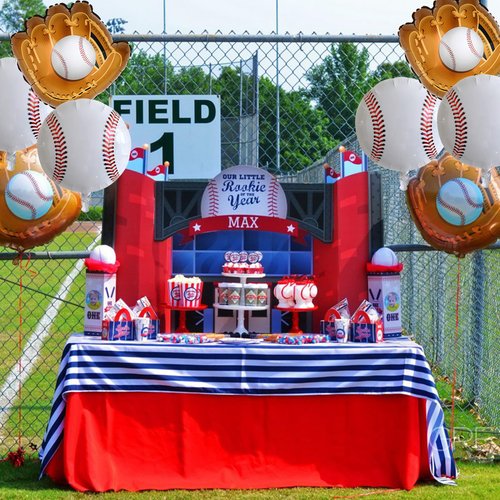 HILAVO Baseball Balloons Baseball Glove Balloons, 6PCS 18 Inch Sports Balloons Foil Baseball Balloons for Kids Boys Baby Shower Baseball Birthday Party Decorations