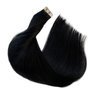 Tape in Hair Extensions Human Hair Double Stitched Jet Black Invisible Tape in Hair Extensions 16 inch Seamless Tape ins 20pcs 50g Tape on Real Human Hair Extensions Thick Ends