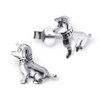 925 Sterling Silver Small Sitting Dog Puppy Stud Earrings 16413