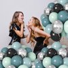 HILAVO Dusty Blue and Black Balloons 60pcs 12 Inch Race Car Slate Light Pale Blue Green Black Metallic Silver Latex Helium Balloon for Boys Race Car Fast Birthday Safari Baby Shower Party Decorations