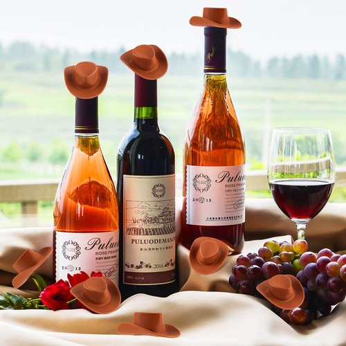 20Pcs Plastic Mini Western Cowboy Hat, Cute Miniature Doll Hats, Brown Party Dress Hat for Pretend Play Dollhouse Decoration