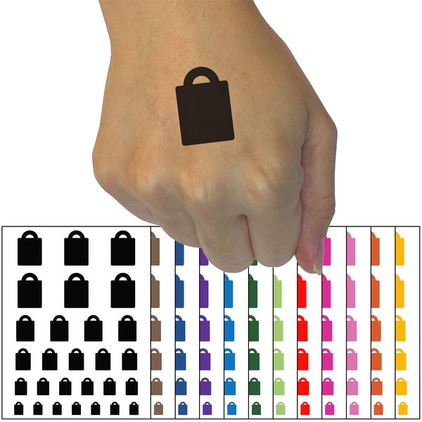 Grocery Tote Bag Purse Solid Temporary Tattoo Water Resistant Fake Body Art Set Collection - Dark Green (One Sheet)
